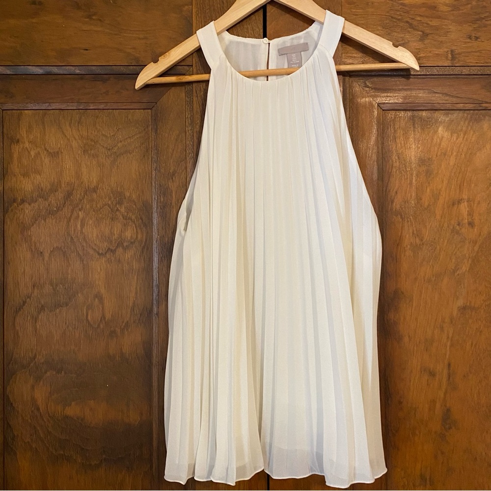 H&M White Pleated Top